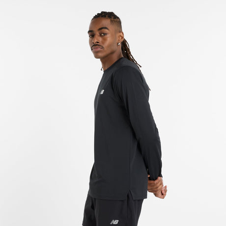 New balance sport langærmet skjorte herre sportstrøje - sort