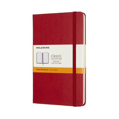 Moleskine klassisk notesbog - medium - hardcover - foret - rød