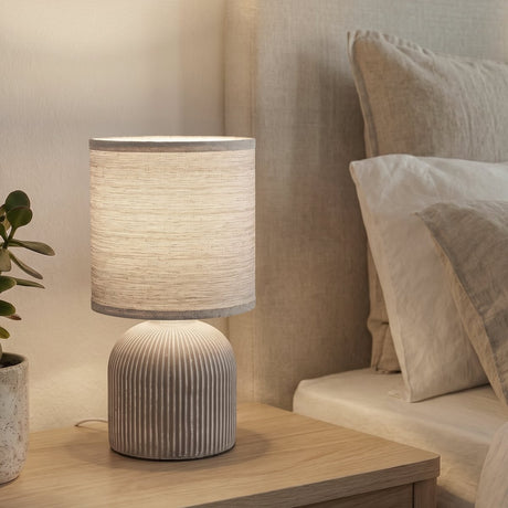 Briloner ino - bordlampe soveværelse - med stofskærm keramisk sokkel - sengelampe - bordlampe - ø15cm x 28 cm - brun