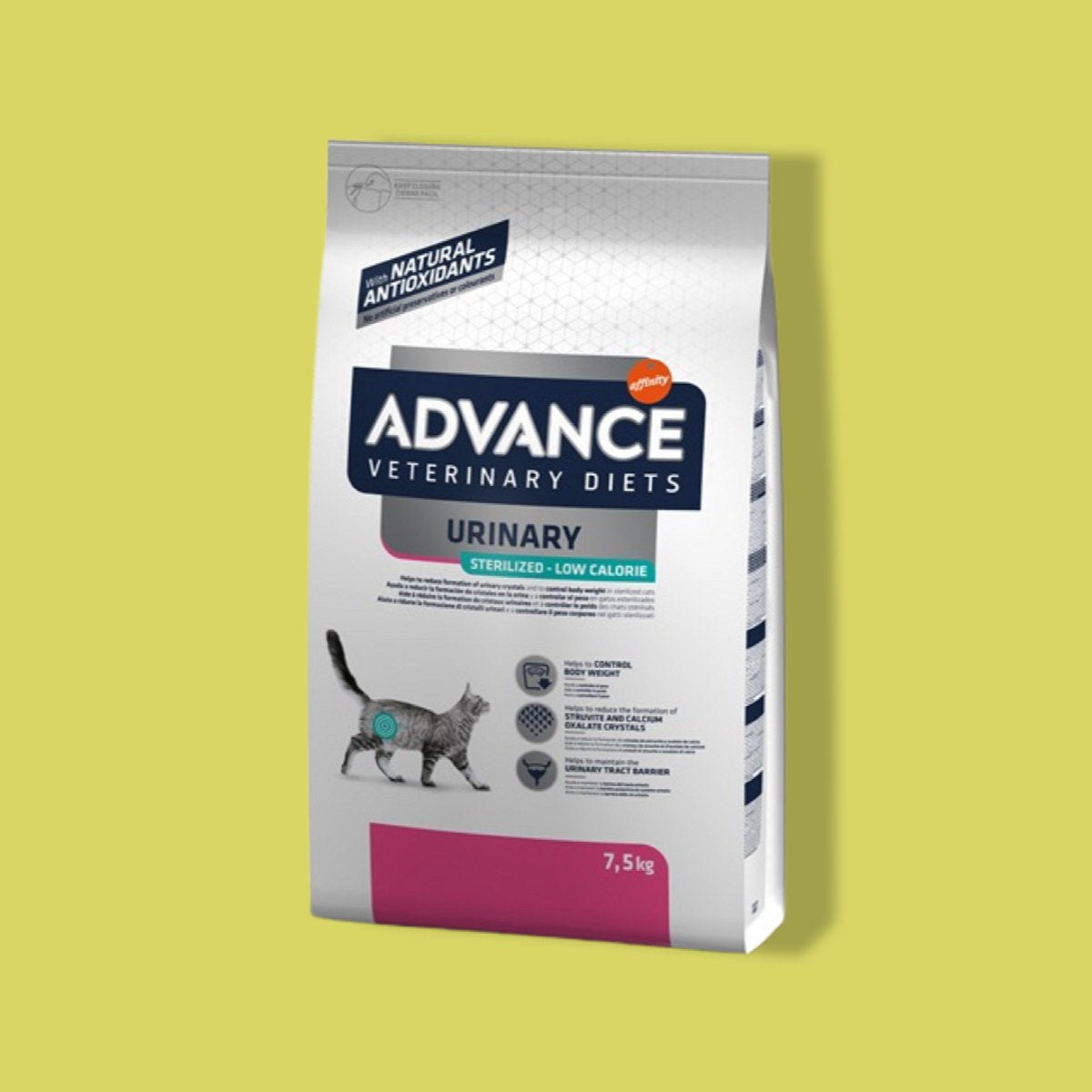 Advance veterinær diæt advance - veterinær diæt kat - urin - steriliseret - lavt kalorieindhold - kattefoder - 2,5 kg