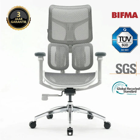 Sihoo doro s100 ergonomische bureaustoel - dubbele dynamische lendensteun 5-voudig verstelbare rugleuning - 4d gecoördineerde armleuningen - verstelbaar zitkussen - bifma sgs gecertificeerd - geschikt voor 150-190cm - 78x63x124cm——wit