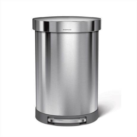 Simplehuman halvcirkulær pedalspand - 60 liter - med lommekant - børstet rustfrit stål
