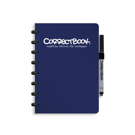 Correctbook a5 sletbar notesbog – genanvendelig notesbog – midnatsblå – blank – inklusive penserviet – kan suppleres med ekstra sider