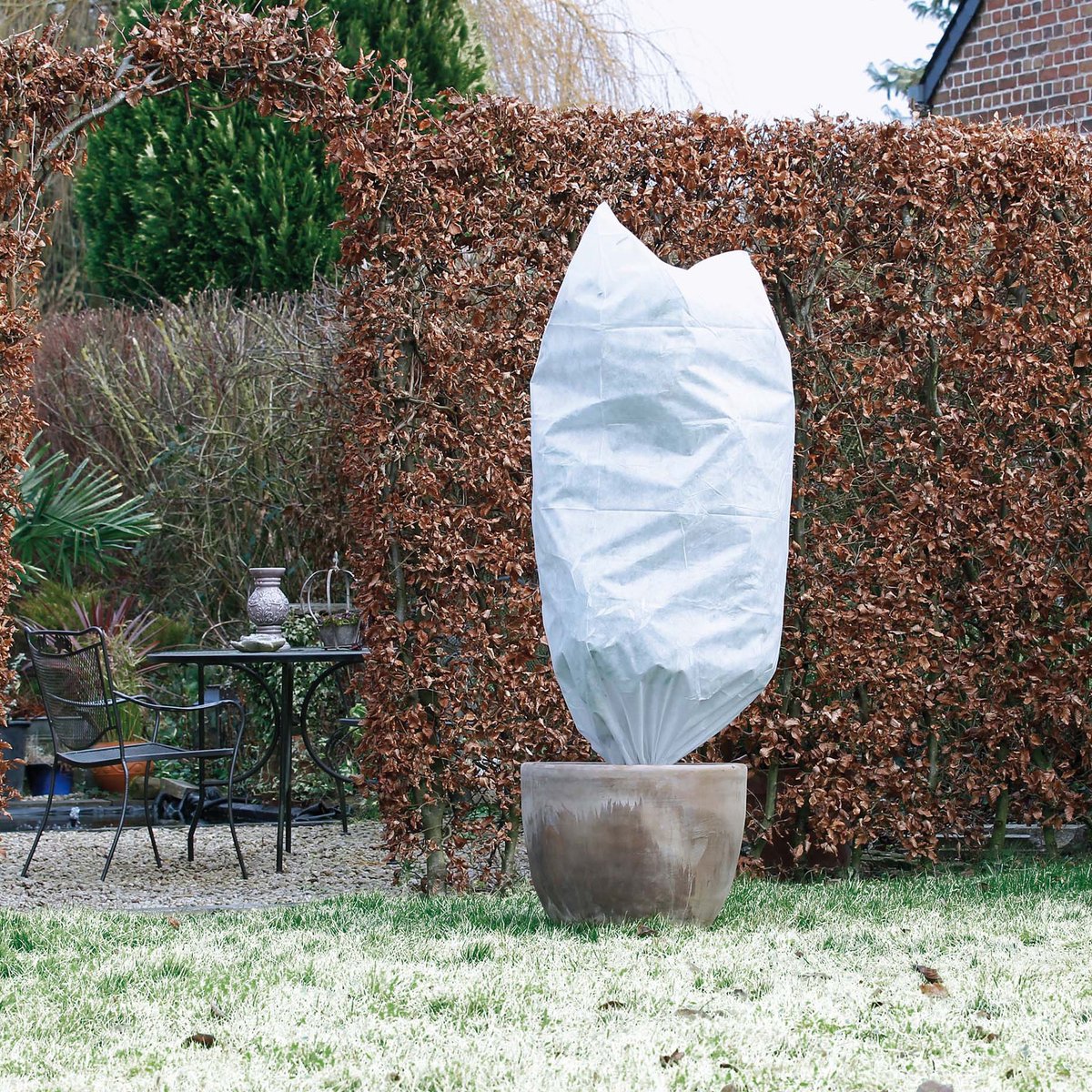 Natur - vinterbetræk - h150 x ø100cm - hvid - betræk - med snøre