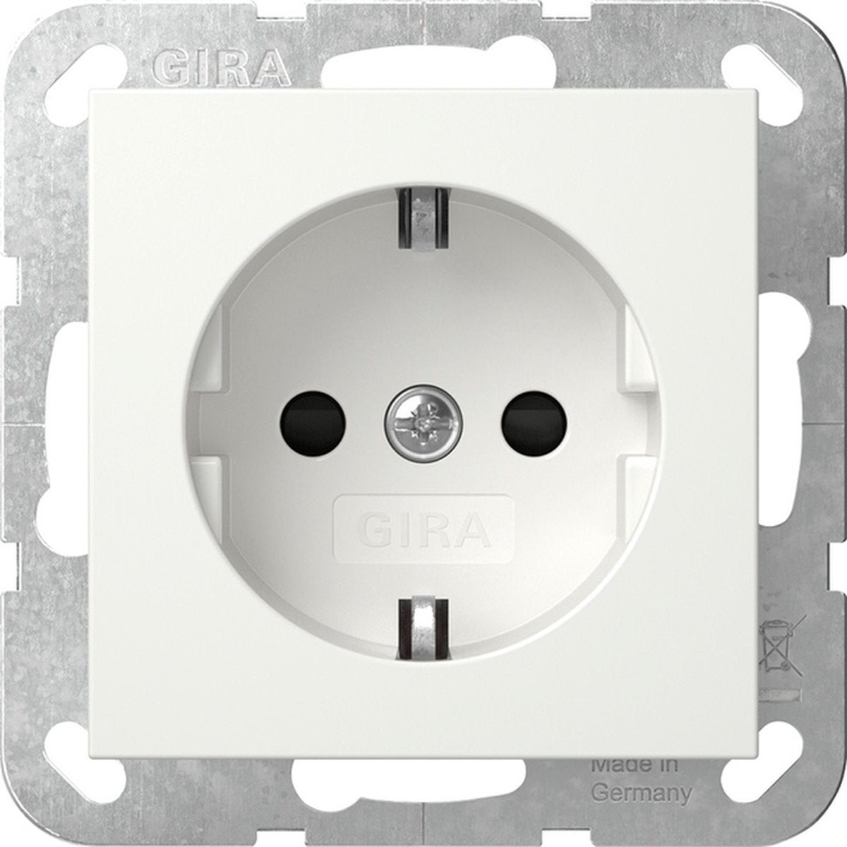 Gira systeem 55 wandcontactdoos met randaarde kinderveilig 1v zuiver wit mat 475527