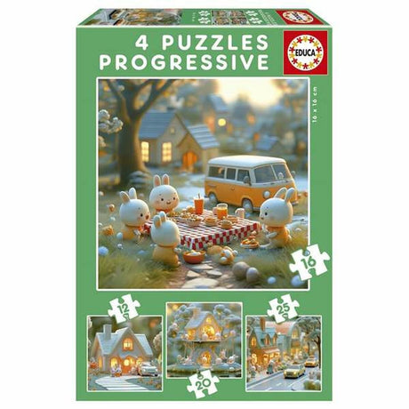 Educa - puzzel - konijntje - 4 puzzels van 12- 16 - 20 - 25 stukjes - kinderpuzzel