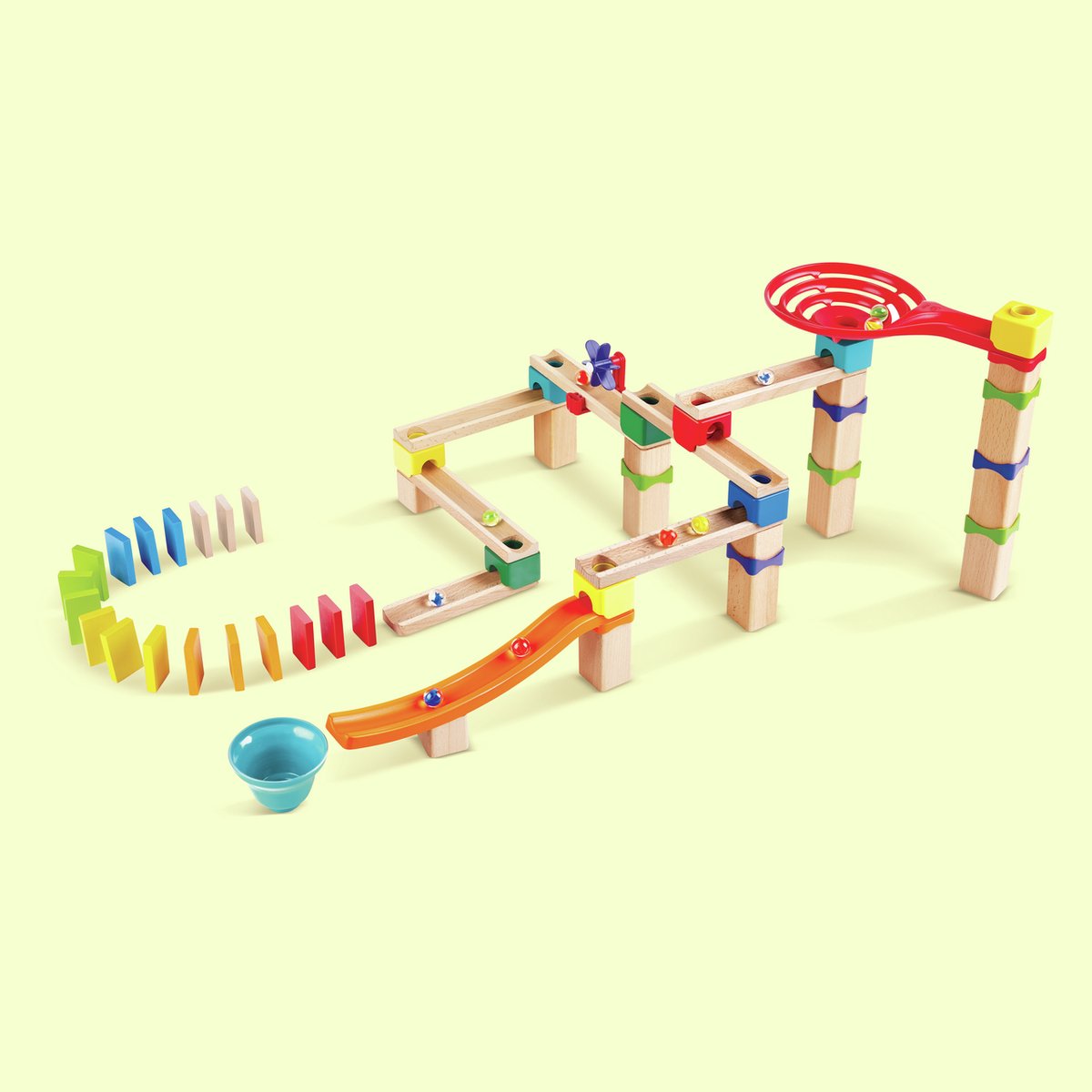Hape marmorbane med domino - rasante marmorbanebyggesæt 81 stk, 3 år+