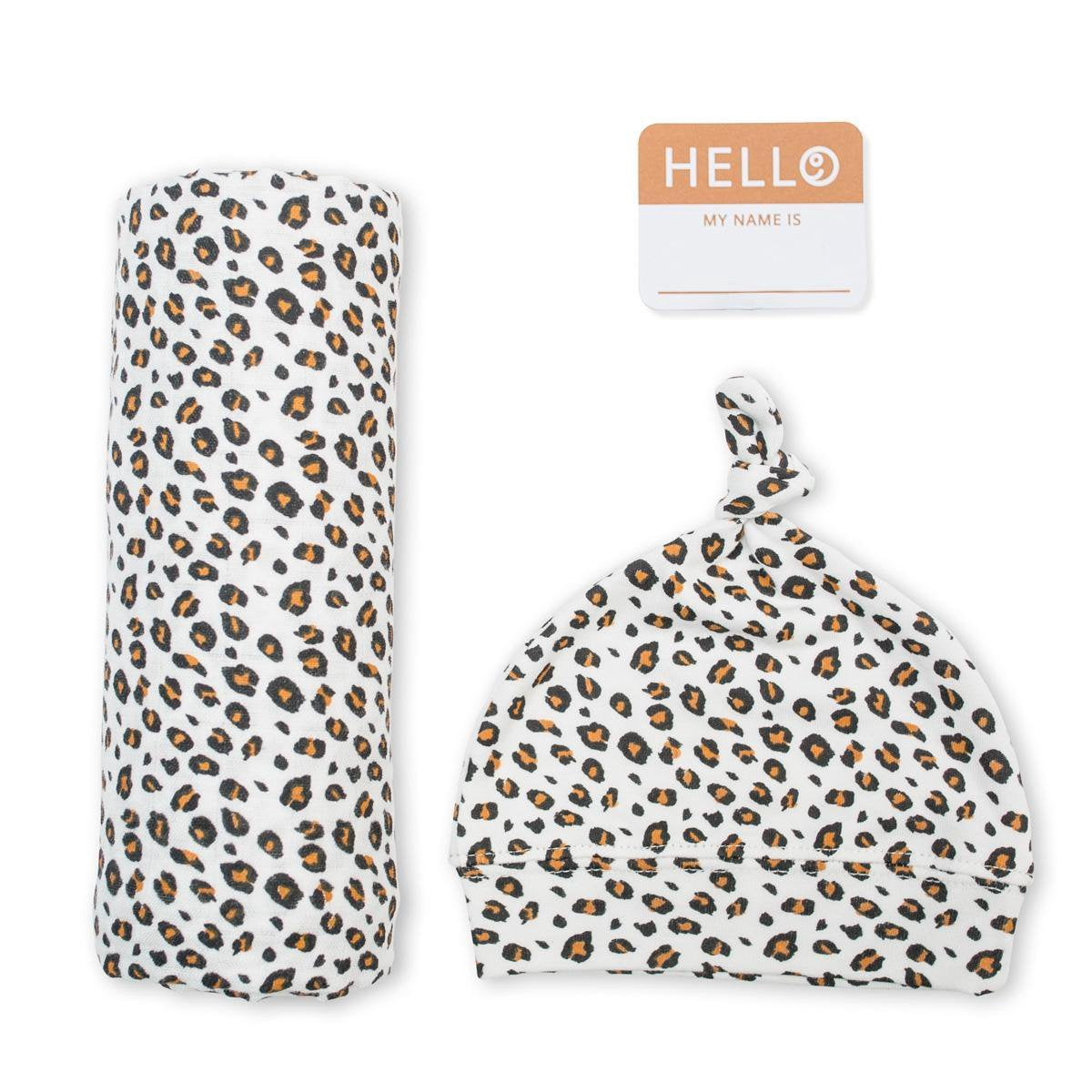 Lulujo hello world - swaddle hat - leopard