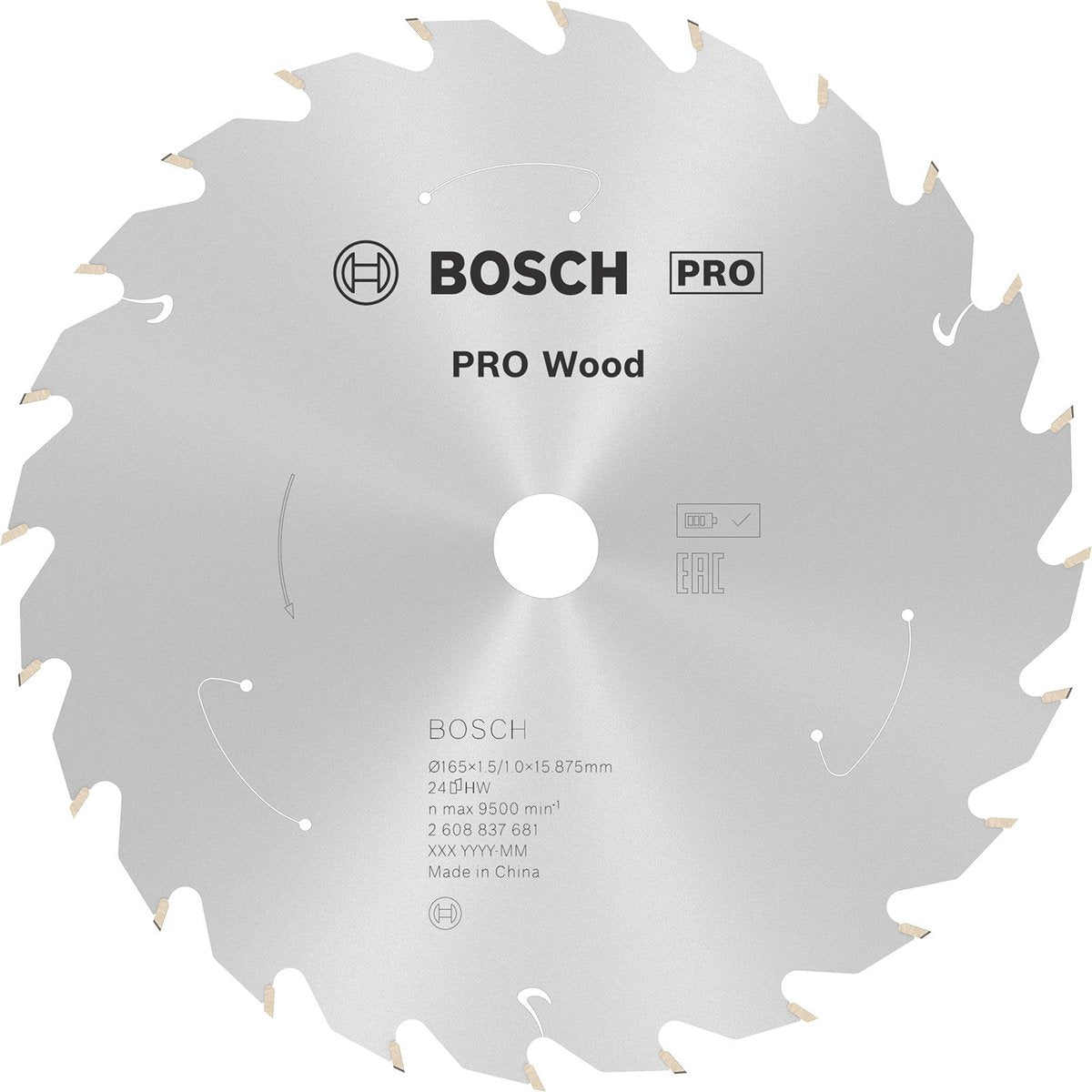 Bosch 2608837681 rundsavklinge - 165 x 15.875 x 24t - træ