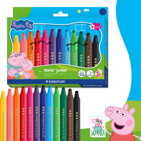 Staedtler peppa pig x noris junior farvepen - sæt 12 stk
