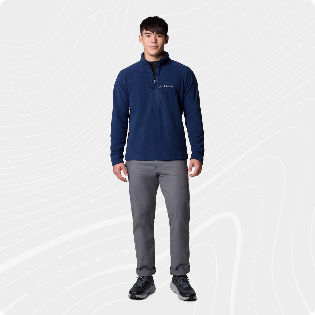 Columbia fast trek™ iii fleece-sweater med halv lynlås til mænd - collegiate navy - størrelse m