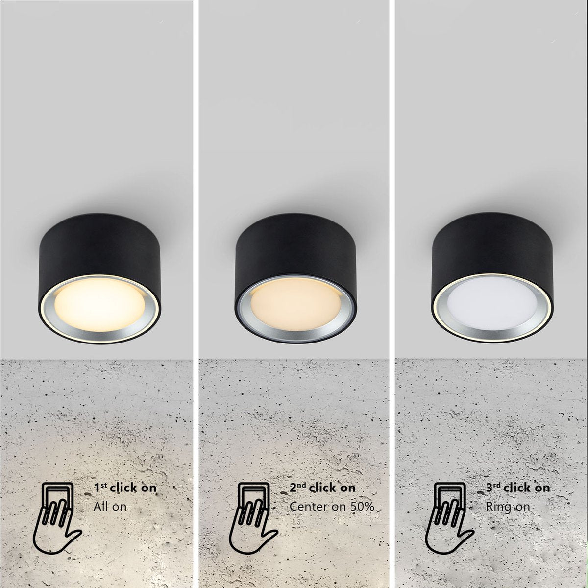 Nordlux fallon overflade-downlight-3-trins moodmaker™ dæmpende sort stål