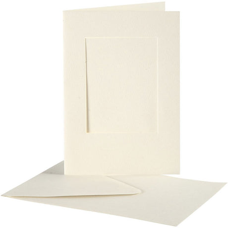 Creativ company passepartout-kort, rektangel, kortstørrelse 10,5x15 cm, kuvertstørrelse 11,5x16,5 cm, råhvid, 10 sæt 1 æske