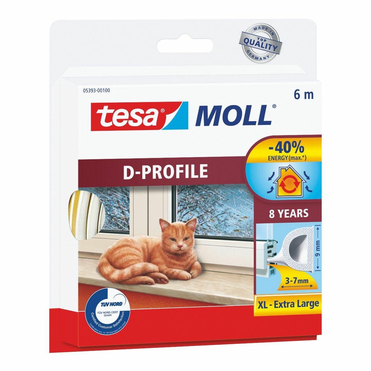 Tesa moll - vindueslukning - d-profil - 6m - biam