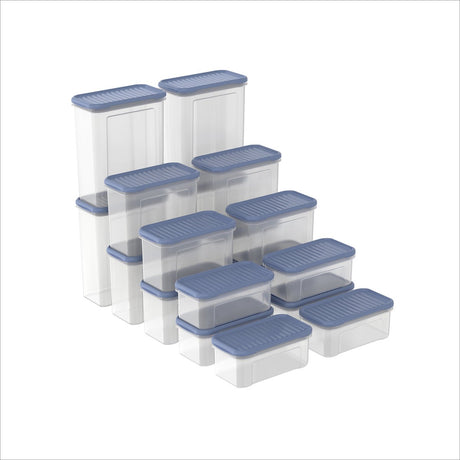 Rotho domino - set of storage containers and sprinklers 18-piece - dishwasher safe - blue