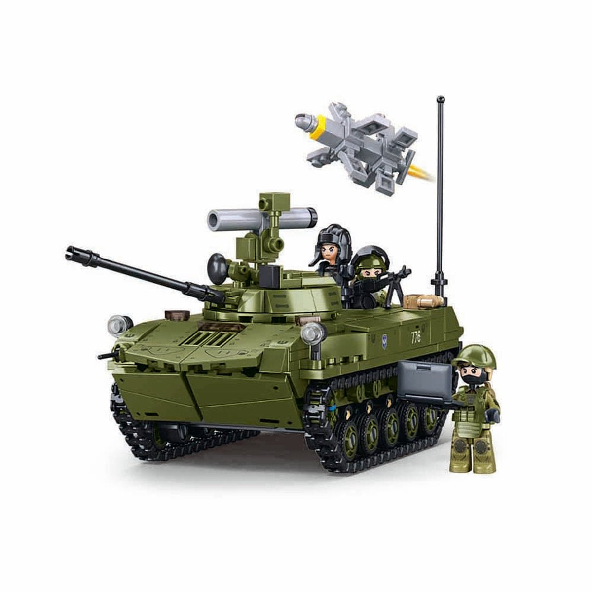 Sluban modelbricks army bmd-2s recon tank – 2i1 byggesæt – byggelegetøj – 530 byggeklodser – m38-b1250 – fra 8 år