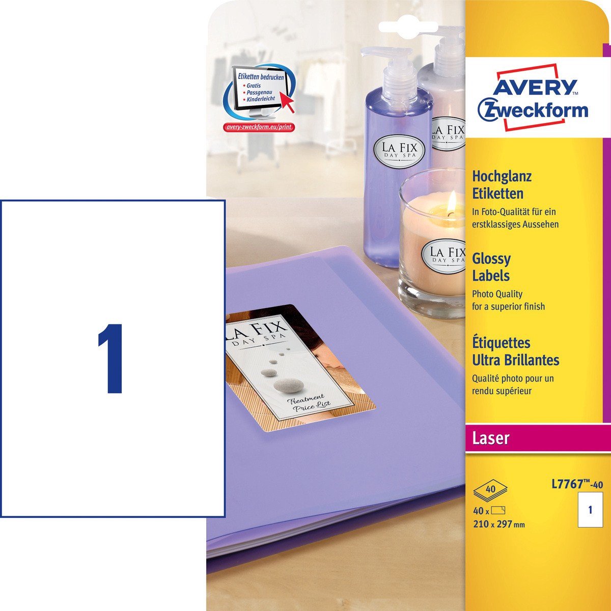 Avery blanke etiketter, hvid, 210,0 x 297,0 mm, permanent klæbende
