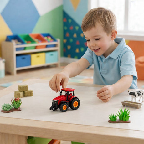 Eddy toys legetøjstraktor med 3 aksler - realistisk landbrugskøretøj - plastik - fra 3 år - uden batterier - 2 års garanti - 13,5x8,5x7,8 cm - flerfarvet