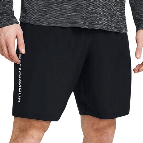 Under armour ua tech vævet wordmark short-blk sportsbukser til mænd - sort - hvid