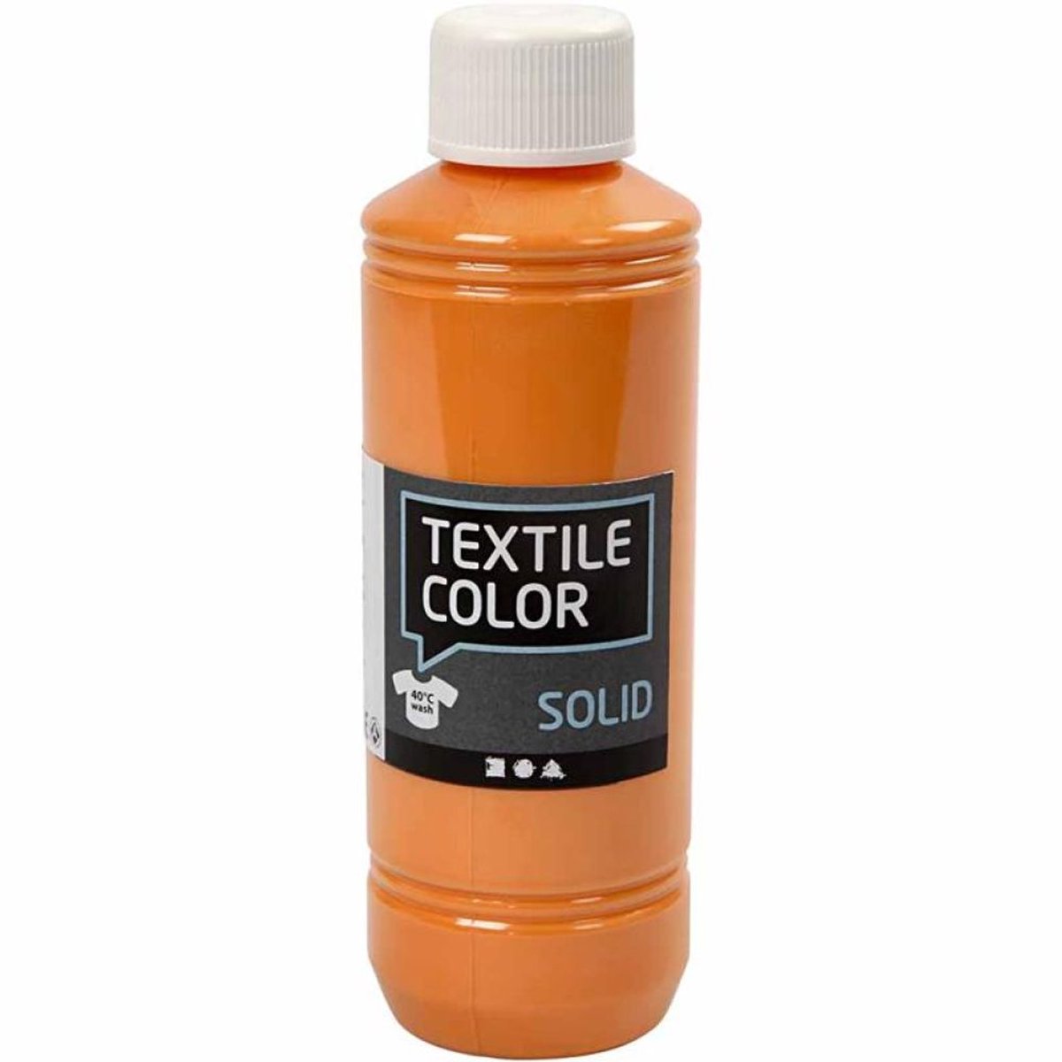 Creotime tekstilfarve uigennemsigtig tekstilmaling - orange, 250ml