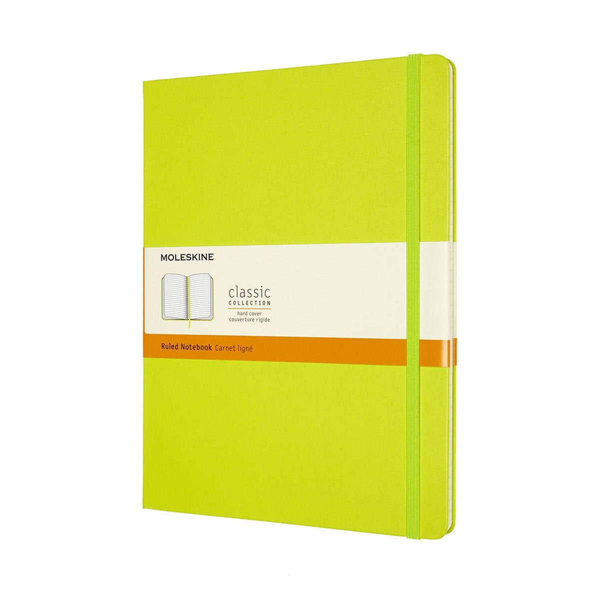 Moleskine klassisk notesbog - ekstra stor - hardcover - foret - citrongrøn