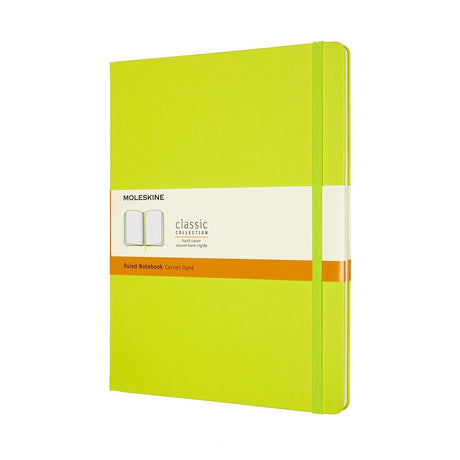 Moleskine klassisk notesbog - ekstra stor - hardcover - foret - citrongrøn