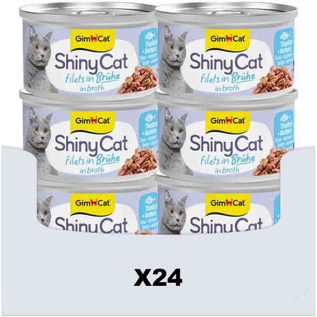 Gimcat 24 x 70 g - shinycat fileter i bouillon tun + ansjos