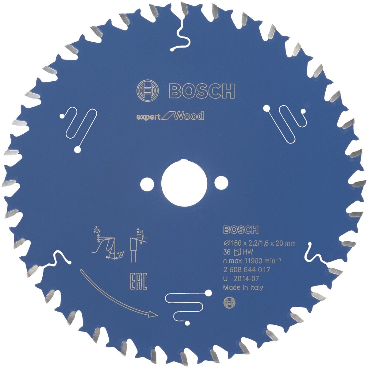 Bosch rundsavsklingeekspert til træ 160x20x2,2 1,6x36 t