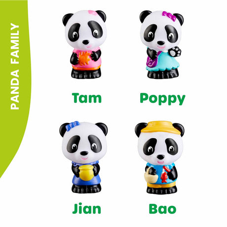 Klorofil pandafamiliens legesæt - legefigurer - familiefigurer - børnelegetøj - bao, jian, tam og valmue - fra 18 måneder - 4 stk.