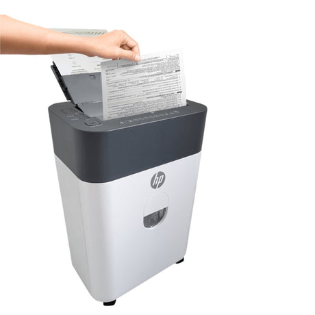 Hp oneshred autofeed 100cc - papirmakulator - 9 blade p-4 din 66399 - autofeeder - makulator - 17 liter - hjul - kontor hjemmebrug - hvid