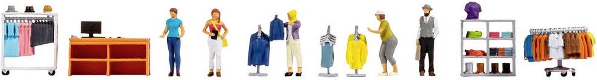 Noch 16241 h0 temasæt figurer 'tøjbutik' figurer malet