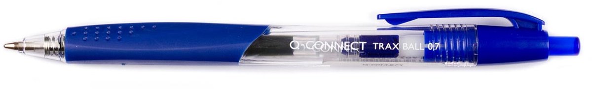 Q-connect kuglepen, med greb, medium spids, blå 12 stk