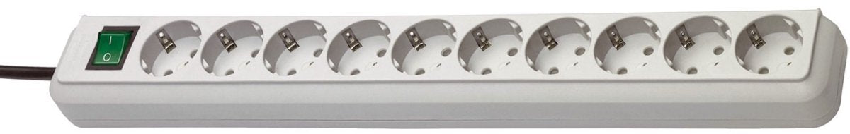 Brennerstuhl eco-line strømskinne med afbryder 10-vejs lysegrå 3m h05vv-f 3g1.5