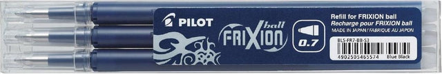 Pilot sæt af 3 - refill frixion ball 0,7 - sort blå - medium nib
