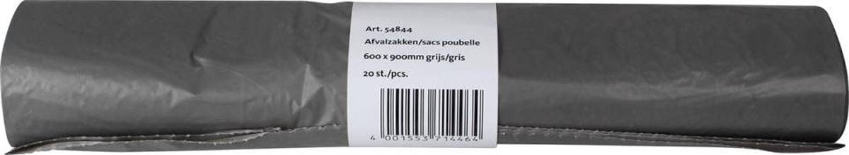 Q-connect affaldspose 25 mikron, fod 60 x 90 cm, 60-65 liter, grå, rulle med 20 stk.