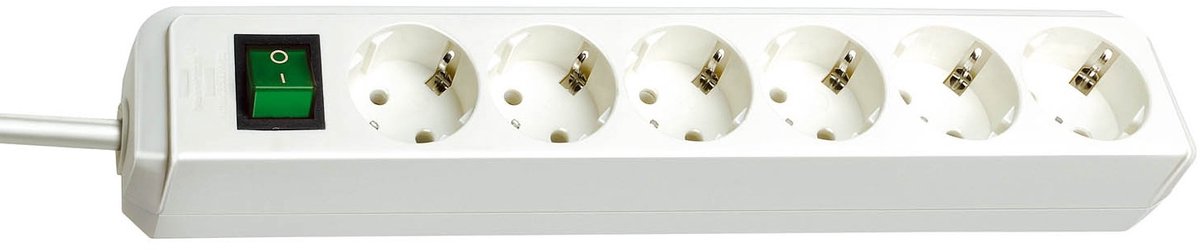 Brennerstuhl eco-line med afbryder 6-vejs hvid 3 m h05vv-f 3g1.5