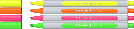 Schneider skriveredskaber schneider highlighter tekstmarkør - shine-up - etui 4 styk - assorterede farver - s-112094