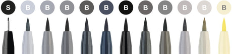 Faber-castell tegnepen - pitt artist pen - pensel - 12 dele - gråtoner - fc-267423