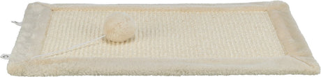 Trixie skrabemåtte - sisal tæppe brun 55x35cm - 2 stk, plys midterstykke