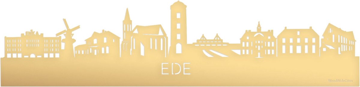 Mærkeløs sans marque skyline ede guld metallic - 80 cm - boligindretningsdesign - vægdekoration med LED-belysning - woodwidecities