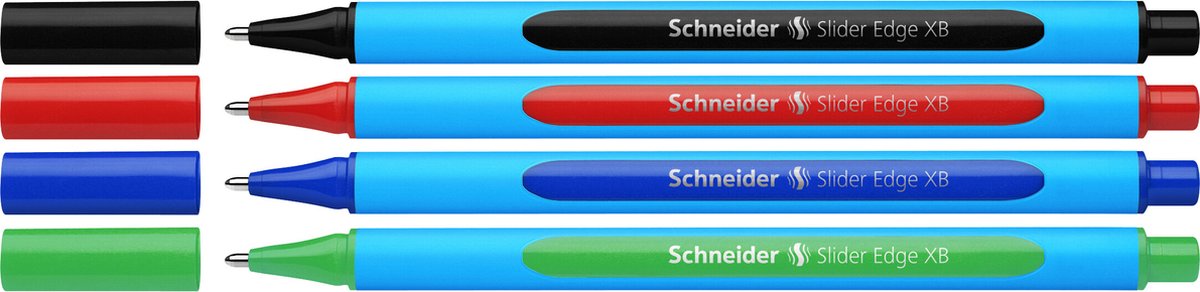 Schneider skriveredskaber schneider kuglepen - skyderkant - 4 dele - grundfarver - s-152273