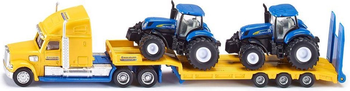 Siku 1805, lastbil med New Holland traktorer, 1:87, metal plast, gul blå, mange funktioner