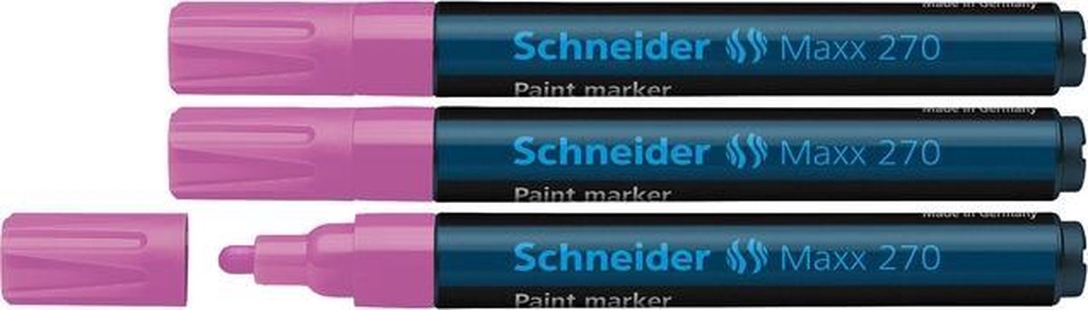 Schneider schrijfwaren schneider lakmarker - maxx 270 - lijnbreedte 1-3 mm - roze - 3 stuks - verfstift - s-127009-3