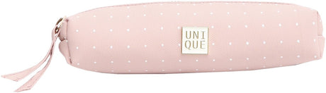 Ancor schooletui unique leeg rechthoekig 1-vaks dots roze - an-122121-c
