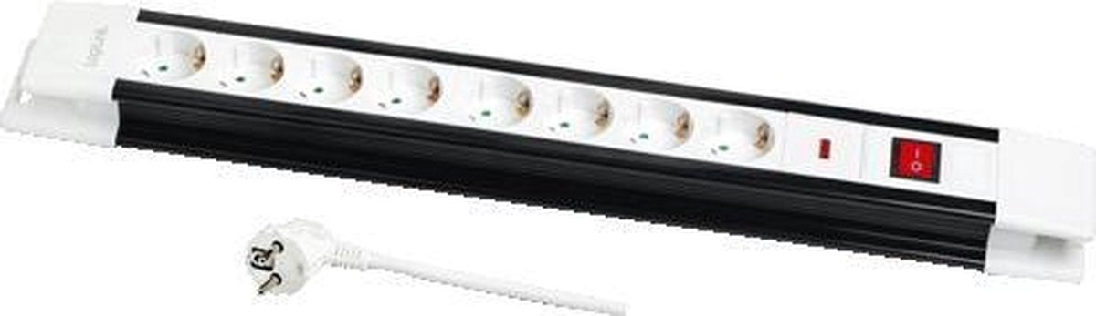 Logilink strømskinne 8-vejs 3,0 m hvid kontakt