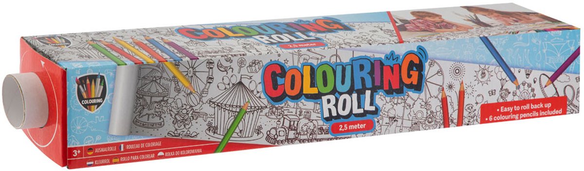 Creative Craft Group Color Roll med tryk og 6 farvede blyanter, 250x42cm