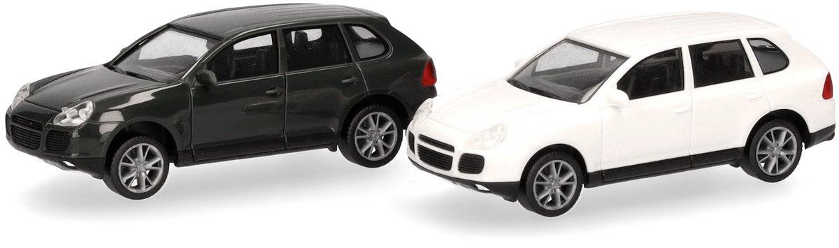 Herpa porsche cayenne turbo, grøn hvid (minisæt 2 stk.)