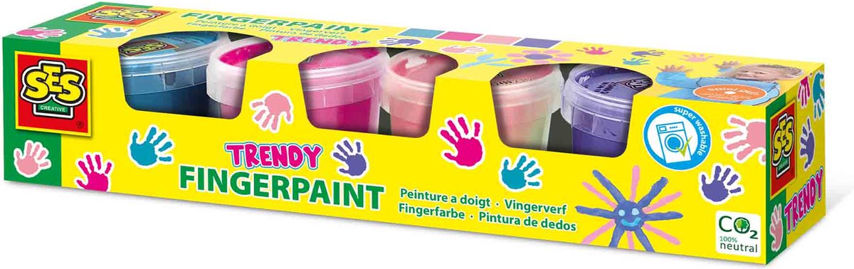 Ses creative ses fingermaling trendy farver, 4x110ml
