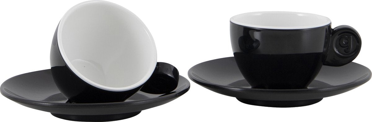 Gimex - solid line - espressosæt - sort og hvid - 85 ml - 2 stk