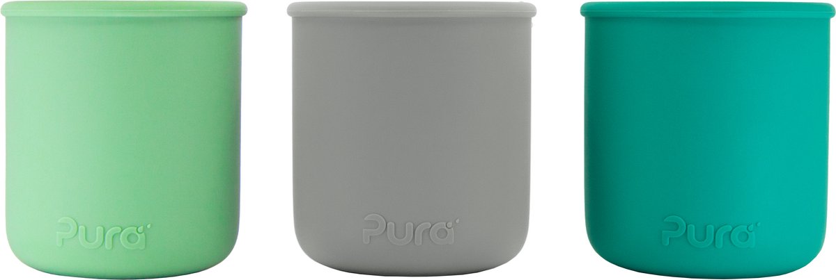 Pura my-my™ - silikone - drikkekop - 3-pak - mynte, grå og mos